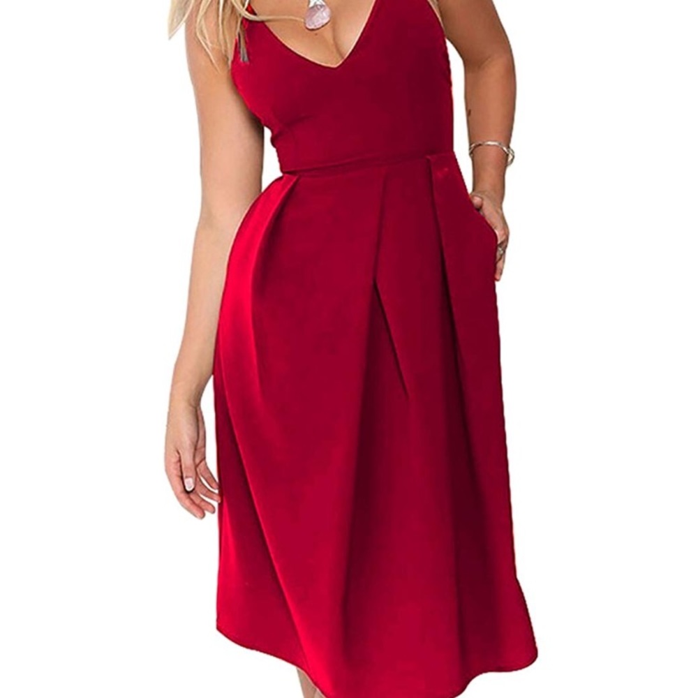 Dark red strappy dress